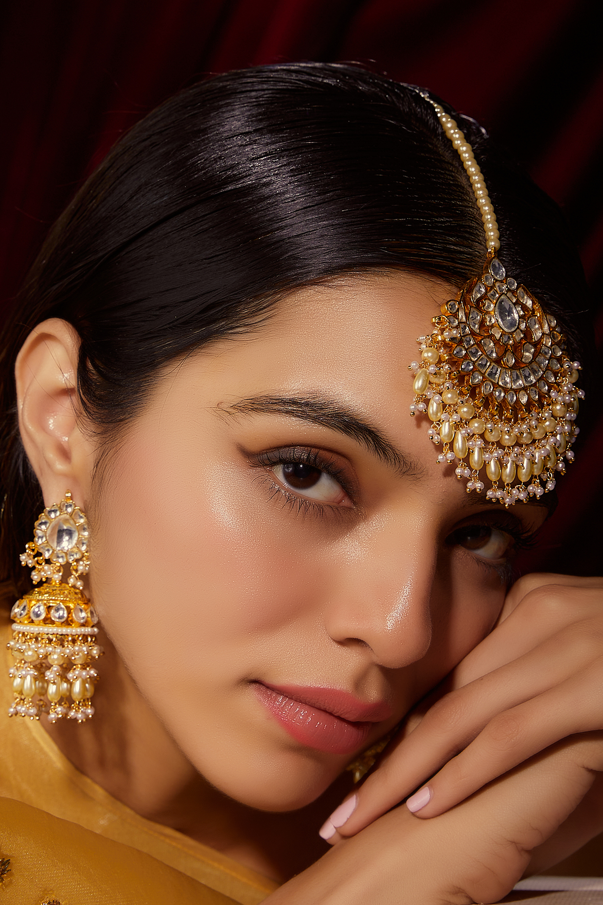 Punjabi Style Rani Pink Jhumka with Maangtikka | FashionCrab.com | Bold  statement jewelry, Jhumka, Exclusive designer jewellery