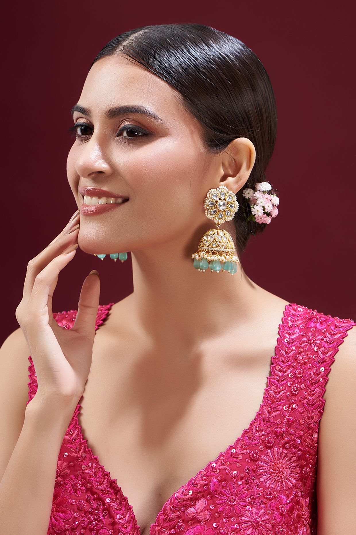 Buy CRUNCHY FASHION Traditional Gold Plated LightGreen Color Dangler  Earrings Alloy Drops & Danglers () Online at Best Prices in India - JioMart.