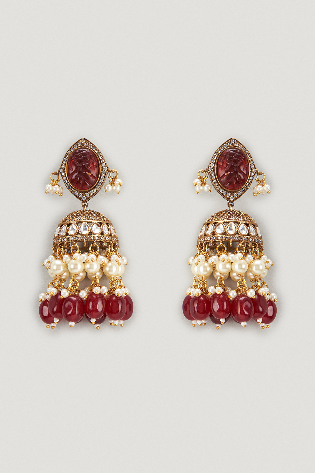 Buy CRUNCHY FASHION Gold-Plated Leaf Meenakari Jhumka Red Stone Earrings  Alloy Online at Best Prices in India - JioMart.